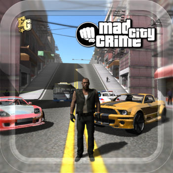 Mad City Crime - -> Missions-> Third Person control-> Cool Classic cars & Sporctars-> Brilliant vehicle and drift physics-> Open world Environment-> Weather effects-> Voices-> 60 Cars 10 Motorbikes