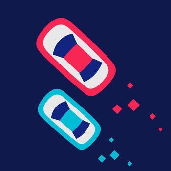 2 Cars - Control both the red car and the blue car at the same time. Collect all the circles and avoid the squares on the road.