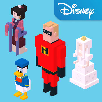 Disney Crossy Road - Why should the chicken get all the fun?  From Hipster Whale, the makers of the original Crossy Road™ with over 120,000,000 downloads, and Disney comes Disney Crossy Road—an all-new take on the 8-bit endless adventure to cross the road without splatting!  Tap and swipe your way to a record-setting number of steps with 100+ Disney and Pixar figurines while dodging crazy and unexpected obstacles in the 8-bit worlds of Toy Story, Zootopia, The Lion King, The Haunted Mansion, Tangled, Wreck-It Ralph, and more.  • COLLECT over 100+ Disney and Pixar figurines, including Mickey, Donald, Buzz Lightyear, Rapunzel, Mufasa, Sadness, Wreck-It Ralph, Madame Leota, and other favorites (many with fun surprises)!• JOURNEY through 8-bit depictions of Al’s Toy Barn, the Pride Lands of Africa, the Haunted Mansion, San Fransokyo, and more while enjoying 8-bit versions of familiar tunes like “You’ve Got a Friend in Me” and “I Just Can’t Wait to be King!”• MASTER special themed challenges unique to each of the worlds, such as weathering blizzards, collecting cherries to earn special power-ups, avoiding thundering stampedes of wildebeest, staying clear of falling barrels, and then some!You can upload and save content from this app to your deviceVisit the official Disney Crossy Roads website - http://lol.disney.com/games/disney-crossy-roadPrivacy Policy – http://disneyprivacycenter.comTerms of Use – http://disneytermsofuse.com