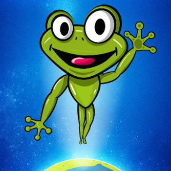 Froggy Jump - Help Froggy jump up and away into the galaxy by bouncing from one platform to another! Use hot-air balloons and rockets to reach higher and bring down enemy creatures with the help of the bucket helmet! How to play?1. Tilt phone to move left or right2. Jump on the platforms above Froggy.3. Collect coins and gems!Â 4. Tap the screen to launch space-rocket!5. Pick up power-ups they help Froggy getting higher!6. Bring down furious creatures with the bucket on Froggy\'s head!7. Exchange your gems for power-ups or costumes for Froggy.Â  Features:- 12 themes, including: Western, Heaven, Birthday, Underwater, Infernal, Jungle and Rockstar to name a few- Bouncy, moving, disappearing and spiky platforms and more surprises- Space rockets, shields, head-bucket, air-balloons and bio gas-fire to help you fly higher- Safety laser, magnets and many more items to use to save your frog from falling- Complete achievements and compare your scores with others via Scoreloop- Pimp and dress your frog- Free coins and gems in addition to in-app purchases- Daily Word Game - get online and collect the letters for Gems!- Pile gold bars to improve Gem drop rate - Win something unique from Mystery boxes!- Complete Word Game 7 days in a row to have a chance of winning huge gem packs!- Collect safes with the Western Froggy to win items- Special collectible items for the Angel Froggy and Birthday Froggy!