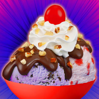 Ice Cream! - *** Get the only 100% free Ice Cream app... No Ads!  Everything is FREE... there\'s nothing to buy!*** *** A Big Thanks to all our Fans... Over 4.0 MILLION love playing Ice Cream!... ***Imagine...tantalizing Hot Fudge drizzled over a mountain of Ice Cream!  Piled high with brownie chunks,  toffee bits and cookie crumbles.  Smothered with whipped cream,  nuts and finished off with a cherry. Build the perfect, virtual Sundae! Eat it, eMail it, Save it…Share it with a friend. Or would you prefer making your own GIANT waffle cone.  Just like the ones at a Carnival or County Fair!  Fresh, Hot right off  your Waffle Iron.  Get ready to scoop up some fun...Tap the door to enter the Ice Cream! Shop.Click on the various items inside the Ice Cream! shop and see what surprises you can find.-26 Ice Cream Bowls to choose from.-13 cones.-71 delicious Ice Cream Flavors:Such as Strawberry Cheesecake, Birthday Cake,  Vanilla Storm,  Chocolate Storm,  Apple Pie A La Mode,  Blueberry,   Bubblegum,    Butterscotch Velvet,  Chocolate Chip,   Chocolate Coffee Bean,   Chocolate,  Cookies \'n Cream,   Cotton Candy,   Chunky Cookie Dough,   Fudge Brownie Crunch,   Fudge Truffle,   Green Tea,  Mocha Latte,   Mint,  Mint Chocolate Chip,   Mocha Frapuccino,   Nutty Coconut,   Vanilla,  Peanut Brittle Caramel Crunch,   Peanut Butter Chocolate,   Peppermint Patty,   Pink Bubble Gum,   Pomegranate Vanilla Parfait,   Raspberry Chocolate Chip...-137 different  Syrups,  Sauces,  Candy,  Cookie,  Wafer, Brownie,  Nut  &  Fruit Toppings:( Too many to list them all….Brownie Bits,  Butterscotch Chips,  Cherry Candy Chips,  Dark Chocolate Chips, Milk Chocolate Chips,  White Chocolate Chips,  M&M\'s,  Cinnamon Balls,  Chocolate Frogs, 5 flavors of Gumballs,  Gummy Bananas,  Gummy Butterflies,  Gummy Fish,  Gummy Bears, Chewy Candy Hearts,  9 flavors of  Jellybeans,   2 flavors of Licorice Scottie Dogs,  Malted Milk Balls Classic,  Coconut Malted Milk Balls,  Expresso Malted Milk Balls,  Mini Marshmallows,  Peanut Butter Cup Bits,  Milk Chocolate Shavings,  White Chocolate Shavings,  Toffee Candy Bits,  Chocolate Cookies \'n Cream Bits,  Banana Slices,  Blueberries,  Cherries, Kiwi, Pineapple Chunks,  Raspberries,  Strawberries,  Yogurt Raisins,  Almonds,  Pecans,  Peanuts,  Pistachios, Walnuts,  Whipped Cream,  Chocolate Whipped Cream,  Lots of Sprinkles…and more.-15 Sauces  (Butterscotch,  Caramel,  Hot Fudge,  Lemon, Chocolate,  Creme Brulee,  Hazelnut,  Marshmallow, Pineapple, Raspberry, White Chocolate, Yogurt, Blueberry,  Cherry) Vanilla & Chocolate whipped cream.-7 Syrups  ( Caramel,  Chocolate,  Rootbeer,  Dark Chocolate,  Honey,  Blueberry, Cherry,  & White Chocolate )You have the choice of making your own Giant Waffle Cone or going straight to a scroll bar full of ready made cones.   To make a Waffle Cone...Choose from 10 different Waffle Batter flavors... Blueberry,  Chocolate,   Cherry,  Coffee,  Grape,  Lemon,  Mint,  Strawberry,  Red Velvet Chocolate and the Classic Vanilla.Cook it up on your Waffle Iron.  Roll it/Spin it to make your cone.  Then simply pile on as much Ice cream and toppings as you like. -30 different backgrounds. Ranging from bold, funky prints to cool breezy beach scenes. Fireworks! …For something extra special, try the \